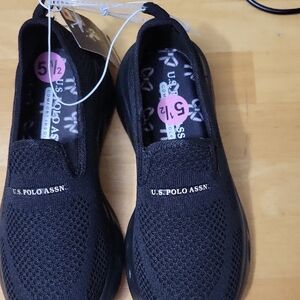 U.S. Polo Assn. Black Mesh Slip-On Shoes